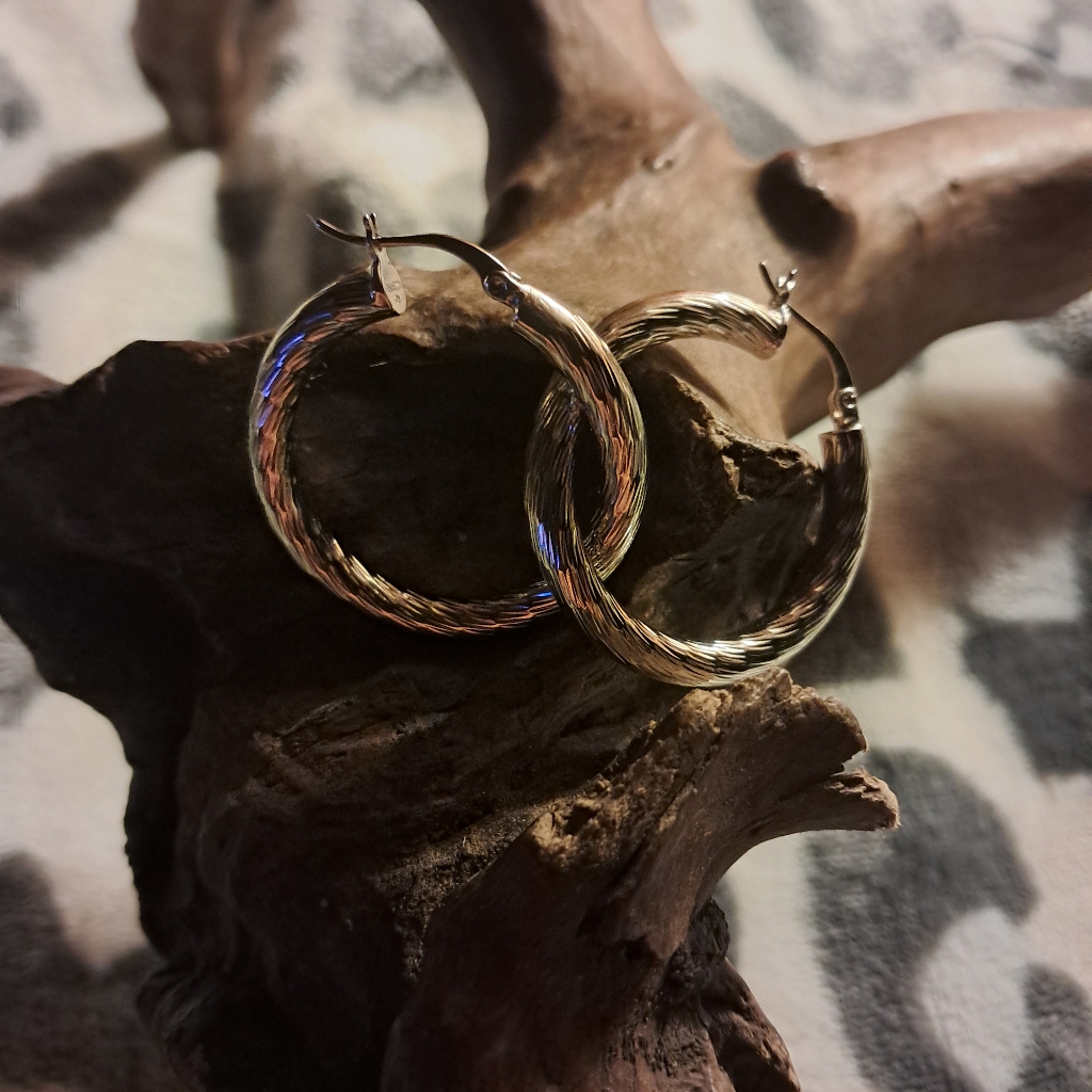 Spanish Dbl Gold 925silver Hoop Earrings